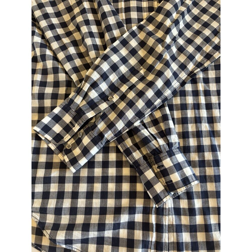 J Crew Button Up Mens Shirt Pre-owned Size Medium Navy Plaid - Picture 2 of 4